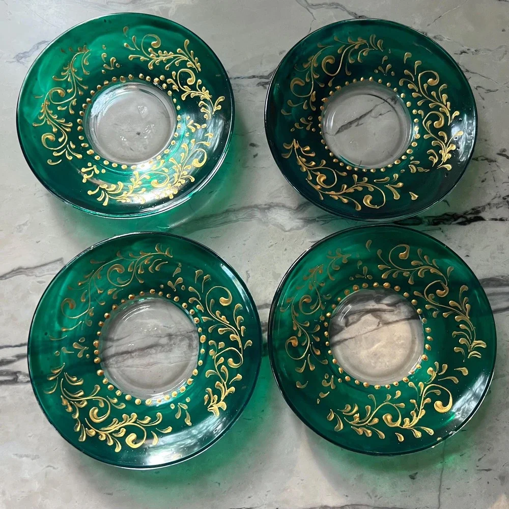 Set of 4 hand painted trinket or snack dishes‎